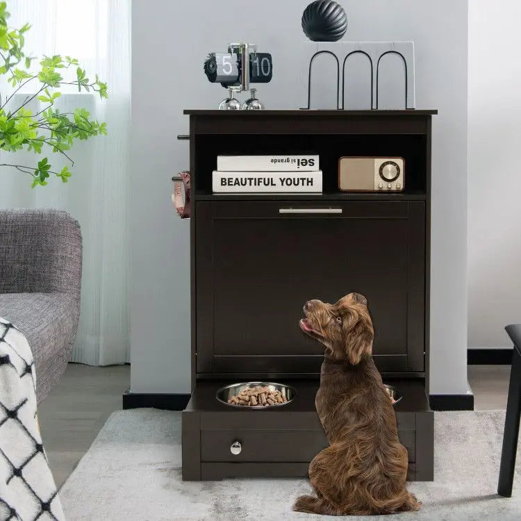 Purrfect Pet Kingdom Pet Food Bowl Stand with Hidden Compartment Purrfect Pet Kingdom