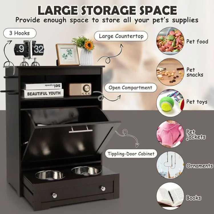Purrfect Pet Kingdom Pet Food Bowl Stand with Hidden Compartment Purrfect Pet Kingdom