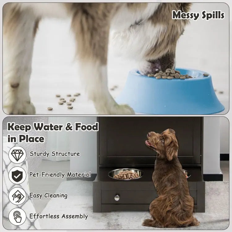 Purrfect Pet Kingdom Pet Food Bowl Stand with Hidden Compartment Purrfect Pet Kingdom
