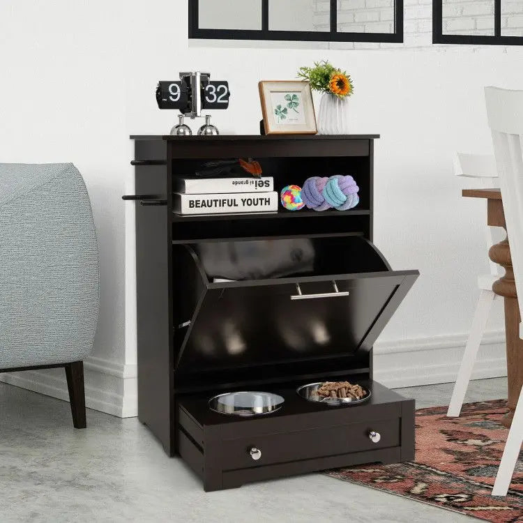 Purrfect Pet Kingdom Pet Food Bowl Stand with Hidden Compartment Purrfect Pet Kingdom