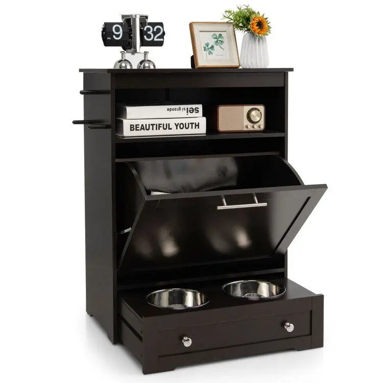 Purrfect Pet Kingdom Pet Food Bowl Stand with Hidden Compartment Purrfect Pet Kingdom