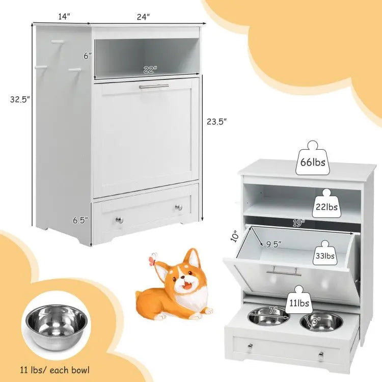 Purrfect Pet Kingdom Pet Food Bowl Stand with Hidden Compartment Purrfect Pet Kingdom