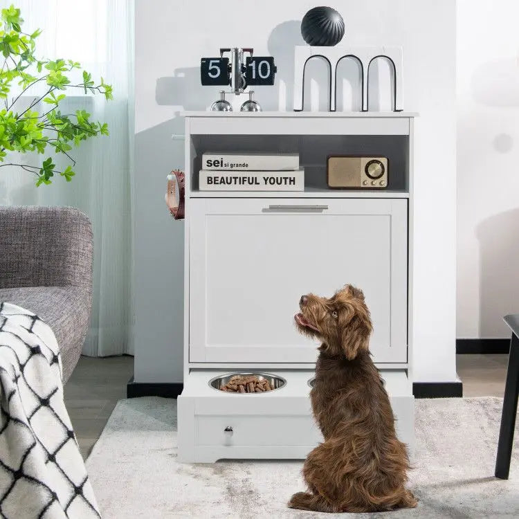 Purrfect Pet Kingdom Pet Food Bowl Stand with Hidden Compartment Purrfect Pet Kingdom