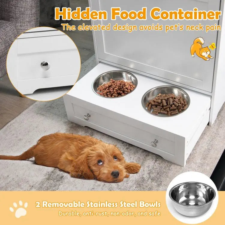 Purrfect Pet Kingdom Pet Food Bowl Stand with Hidden Compartment Purrfect Pet Kingdom