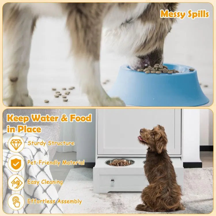 Purrfect Pet Kingdom Pet Food Bowl Stand with Hidden Compartment Purrfect Pet Kingdom