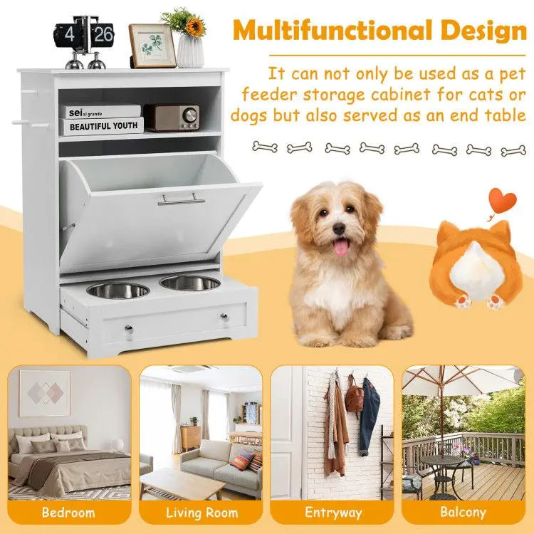 Purrfect Pet Kingdom Pet Food Bowl Stand with Hidden Compartment Purrfect Pet Kingdom