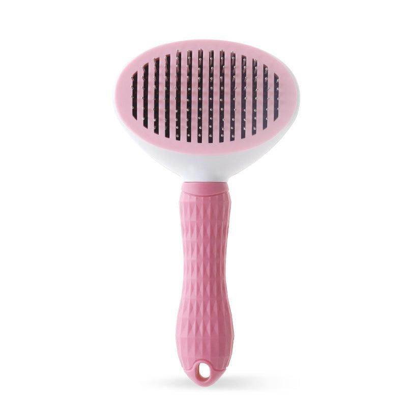 Purrfect Pet Kingdom Pet Hair Remover Comb for Shedding Pink Round Thick Needle Purrfect Pet Kingdom