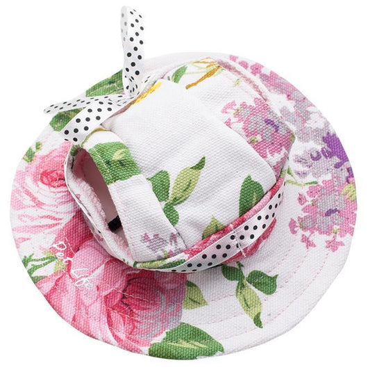 Pet Life ® 'Botanic Bark' Floral UV Protectant Adjustable Fashion Canopy Brimmed Dog Hat Cap