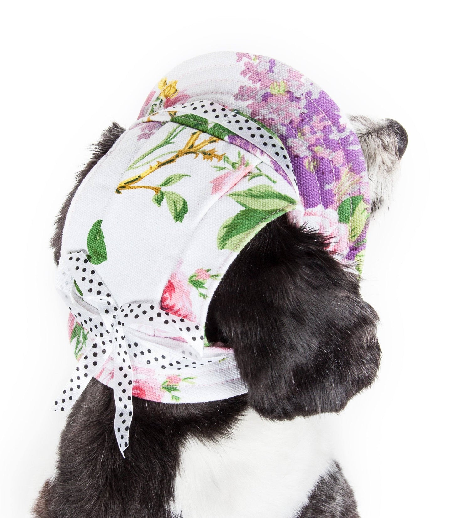 Pet Life ® 'Botanic Bark' Floral UV Protectant Adjustable Fashion Canopy Brimmed Dog Hat Cap