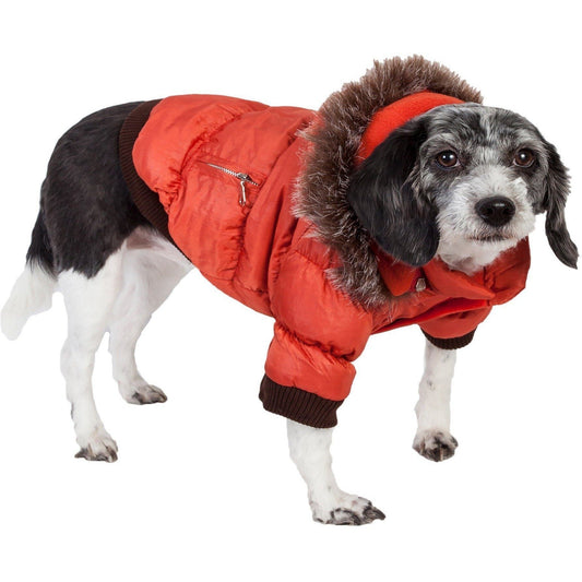 Pet Life ® Classic Metallic Fashion 3M Insulated Dog Coat Parka w/ Removable Hood