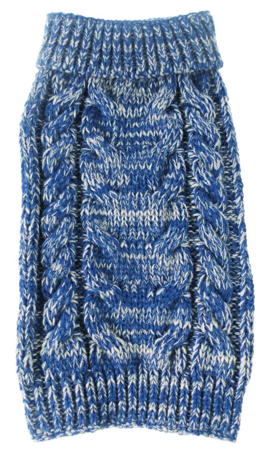 Pet Life ® Classical 'True Blue' Heavy Cable Knitted Ribbed