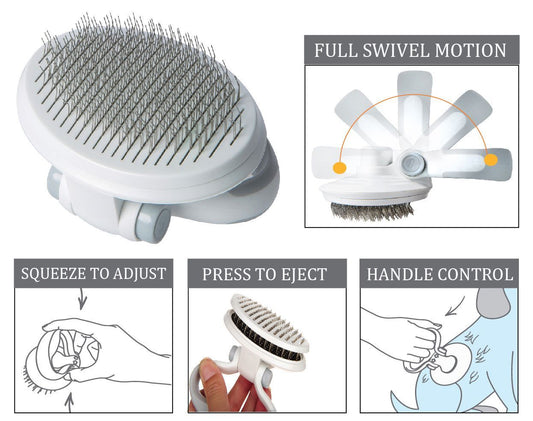 Gyrater Travel Self-Cleaning Swivel Grooming Brush for Dogs