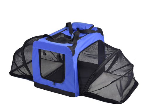 Pet Life ® 'Hounda Accordion' Metal Framed Soft-Folding Collapsible Dual-Sided Expandable Pet Dog Crate