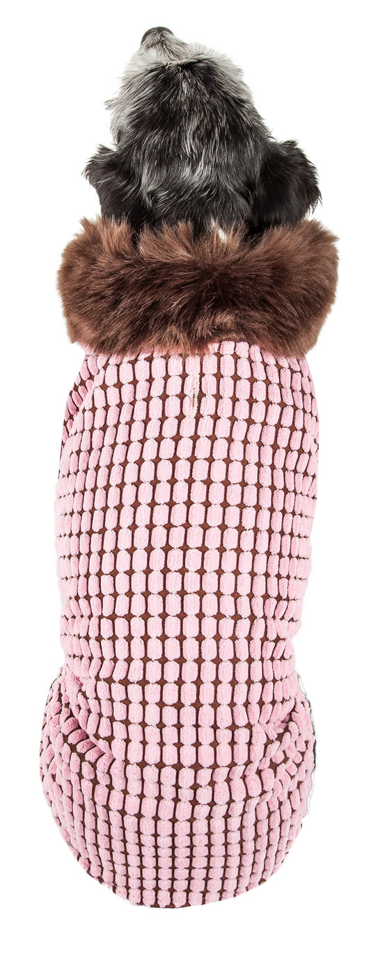 Pet Life ® Luxe 'Beautifur' Box-Stitched Elegant Designer Mink Fur Dog Coat