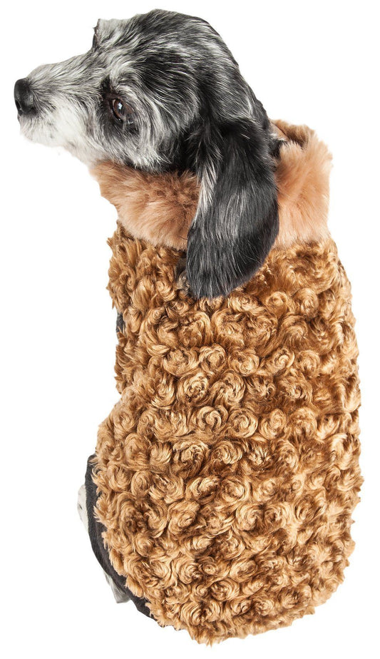 Pet Life ® Luxe 'Furpaw' Shaggy Elegant Fashion Designer Fur Dog Coat