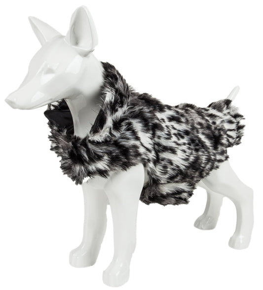 Pet Life ® Luxe 'Paw Dropping' Designer Gray-Scale Tiger Pattern Mink Fur Dog Coat