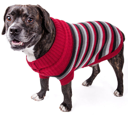 Pet Life ® 'Polo-Casual Lounge' Cable Knitted Designer Turtle Neck Dog Sweater