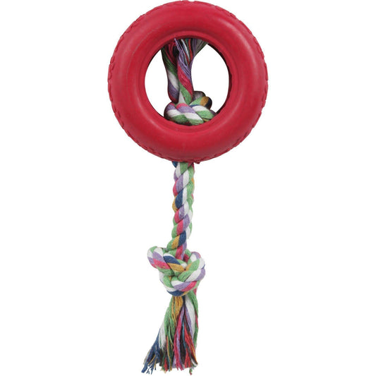 Pet Life ® Rubberized Chew Jute Rope and Tire Pet Dog Toy