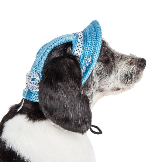 Pet Life ® 'Sea Spot Sun' UV Protectant Adjustable Fashion Mesh Brimmed Dog Hat Cap