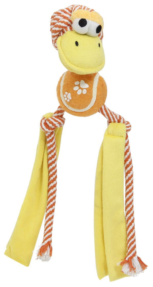 Pet Life ® 'Tennis Pawl' Rope Squeaker and Crinkle Tennis Dog Toy