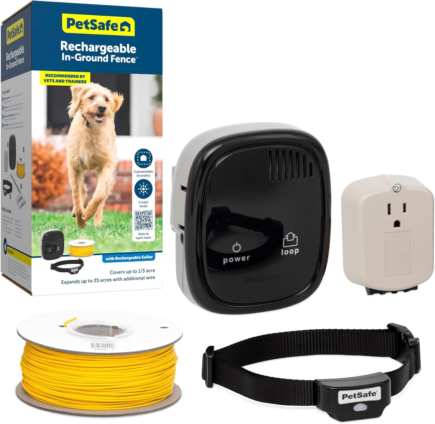 PetSafe underground dog fence system with rechargeable collar and installation kit for pet safety