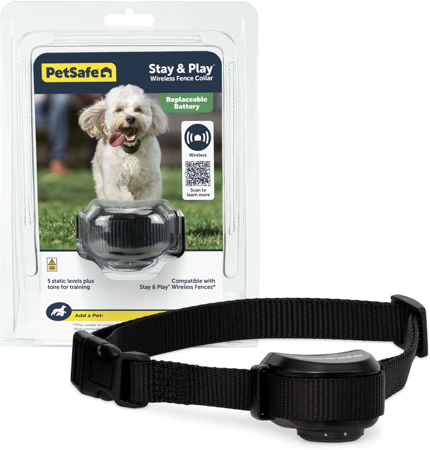 PetSafe Wireless Dog Fence Collar with Replaceable Battery for Stay and Play System