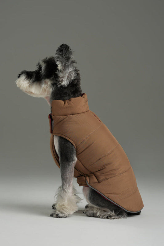 Reversible Dog Vest Jacket Red Brown Dog Apparel Premium Pet - detail view