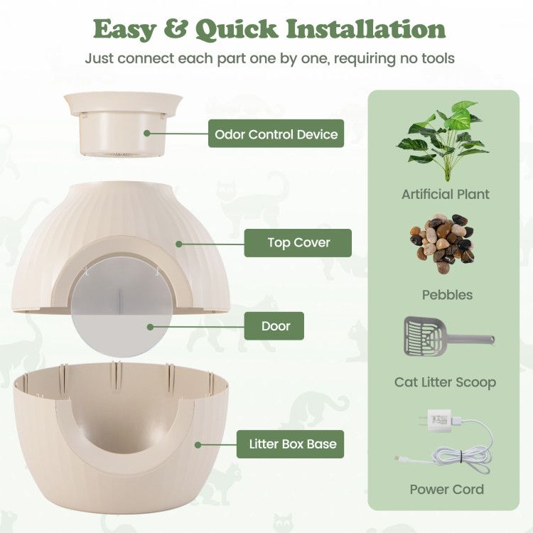 Purrfect Pet Kingdom Plant Design Cat Litter Box with Sterilization Purrfect Pet Kingdom