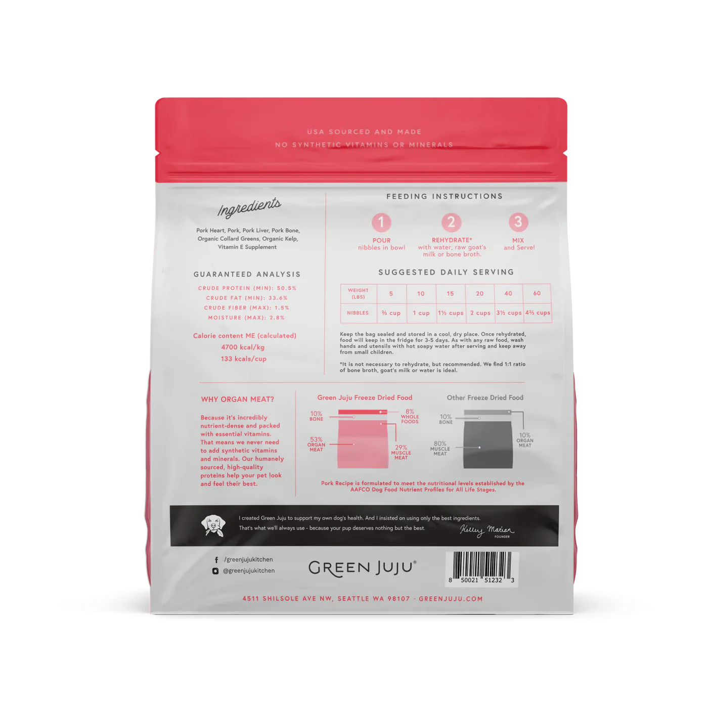 Green Juju Pork Recipe Freeze Dried Dog Food (14OZ)