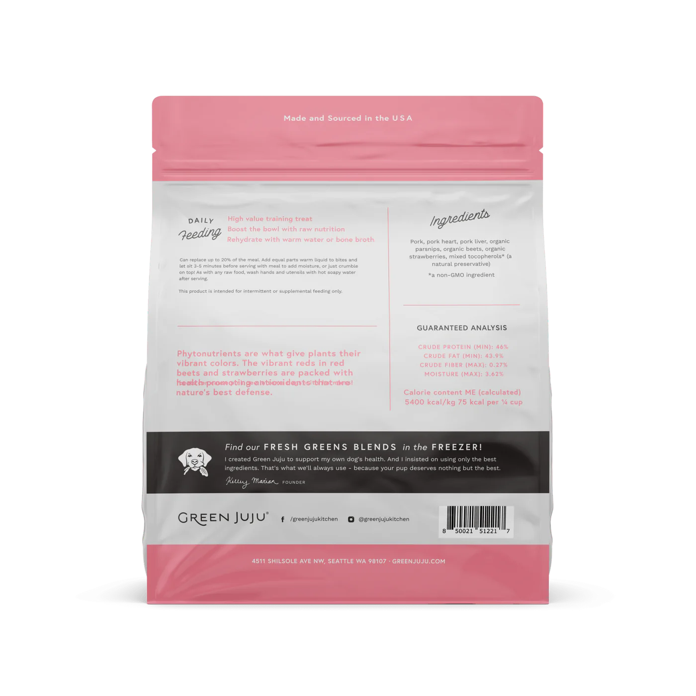 Green Juju Freeze Dried Pork Pink Whole Food Bites (18OZ)