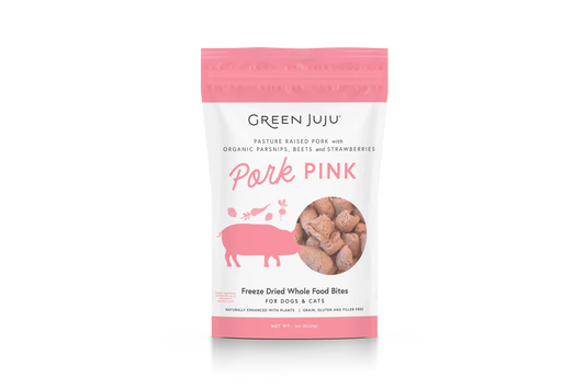 Green Juju Freeze Dried Pork Pink Whole Food Bites (3OZ) - Freeze Dried Treats - The Family Pet