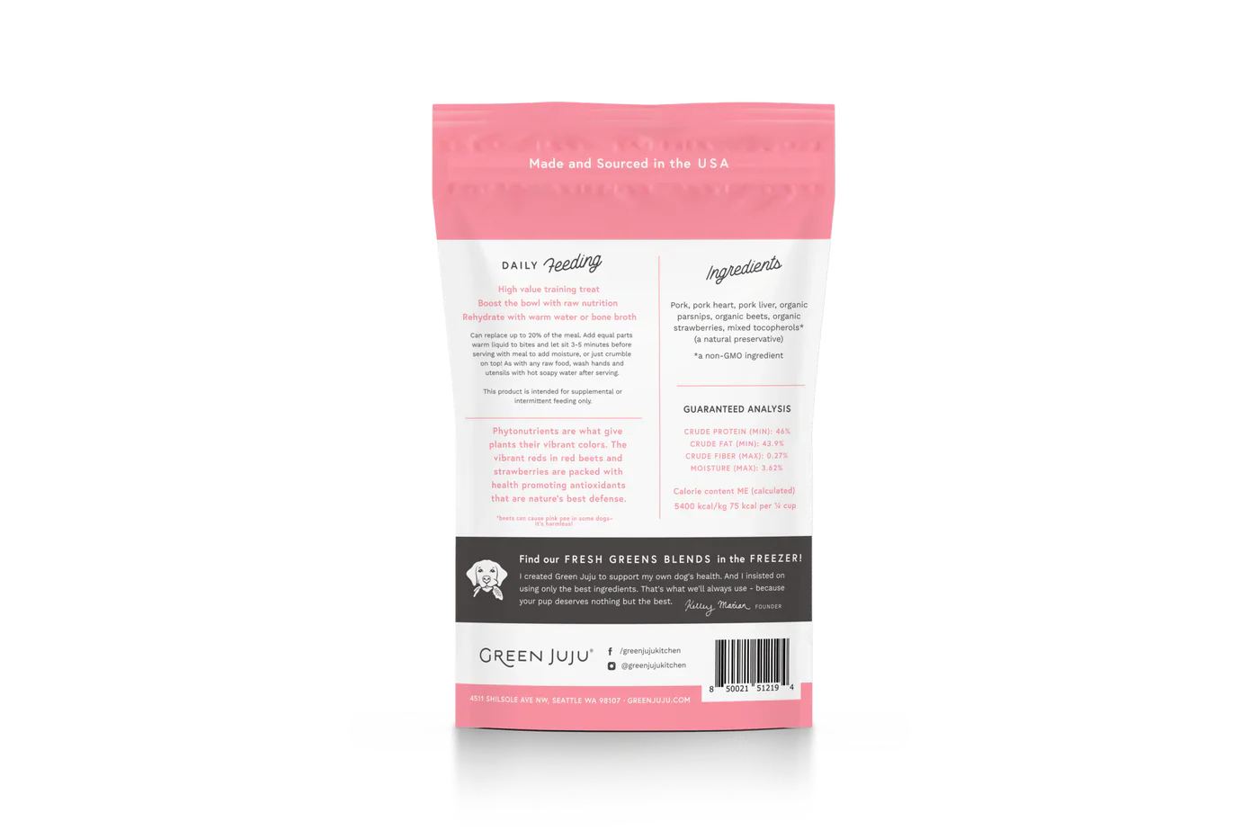 Green Juju Freeze Dried Pork Pink Whole Food Bites (3OZ) - Freeze Dried Treats - The Family Pet