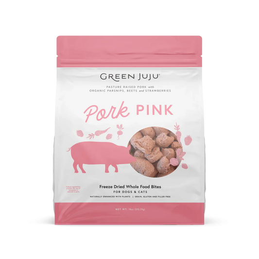 Green Juju Freeze Dried Pork Pink Whole Food Bites (18OZ) - Green Juju Dog Treats - The Family Pet