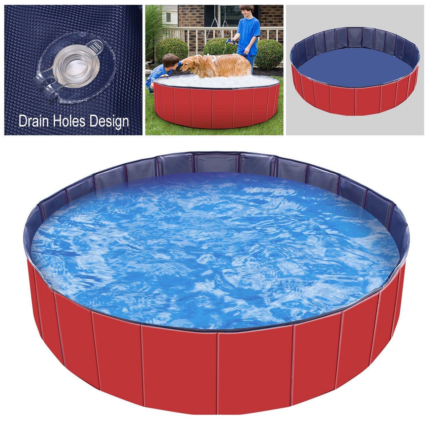 Purrfect Pet Kingdom Portable Kiddie Pools for Dogs Red Purrfect Pet Kingdom