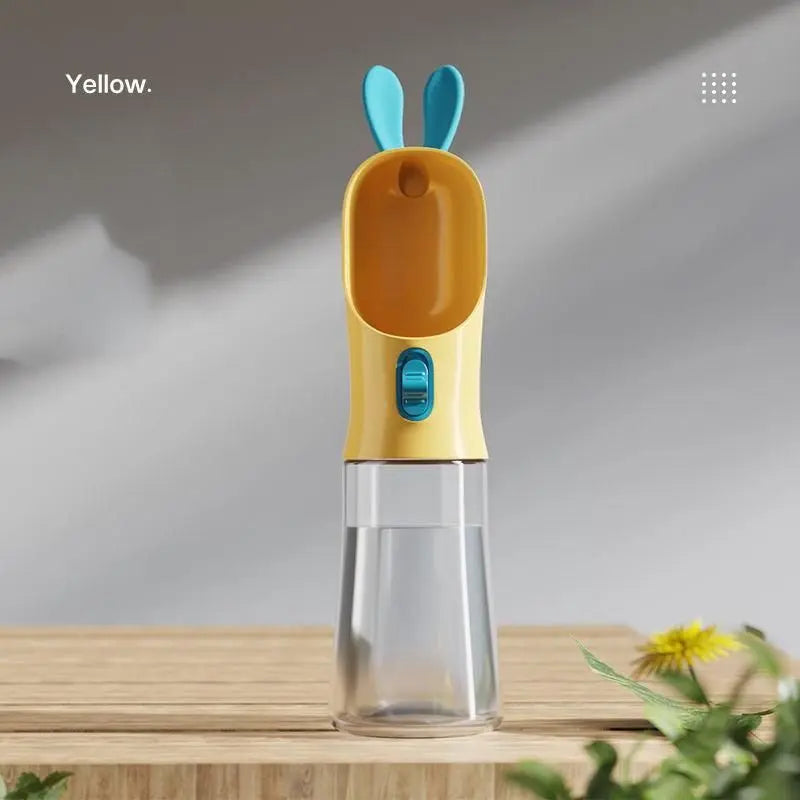 Purrfect Pet Kingdom Portable Pet Water Bottle - Grey Yellow Water Glass Purrfect Pet Kingdom