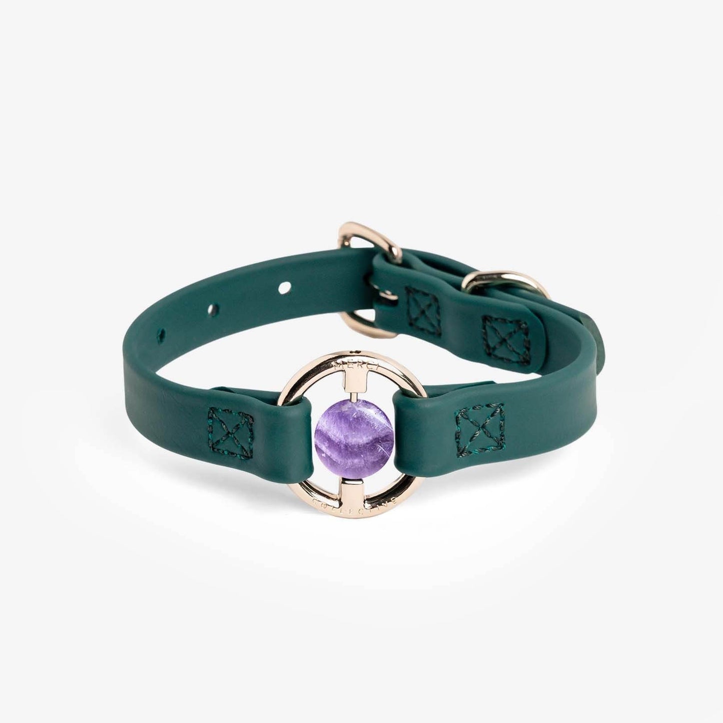 Purrfect Pet Kingdom Crystal Energy Dog Collar with Amethyst Small Jungle Green Purrfect Pet Kingdom