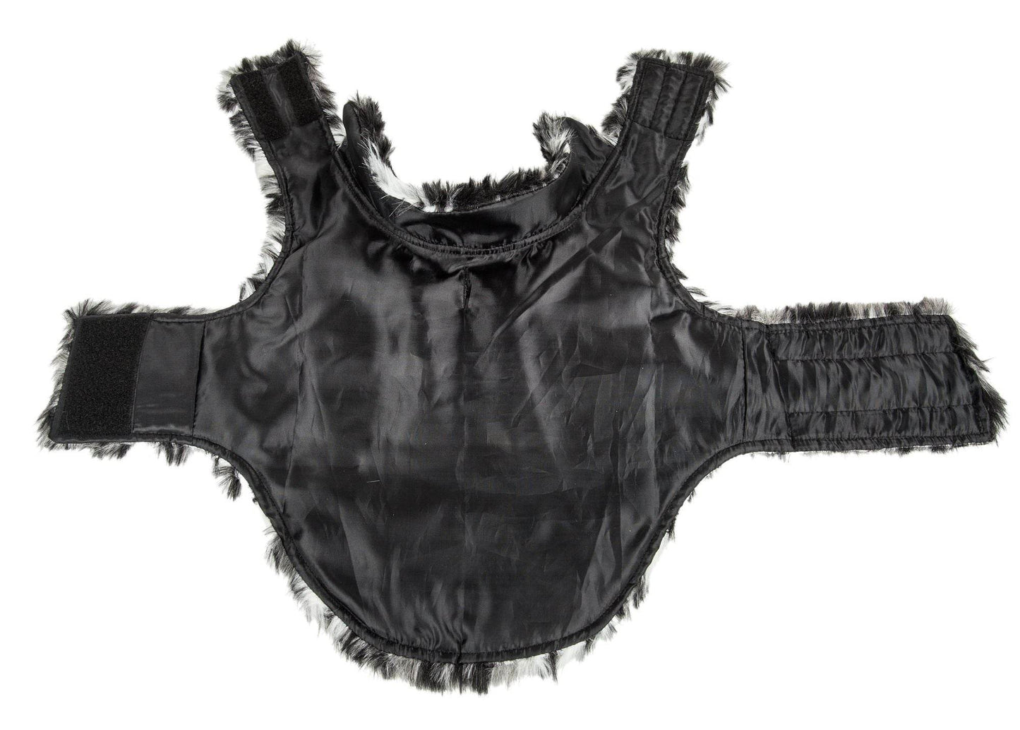 Black faux fur lined premium pet apparel for dogs coat by Purrfect Pet Kingdom