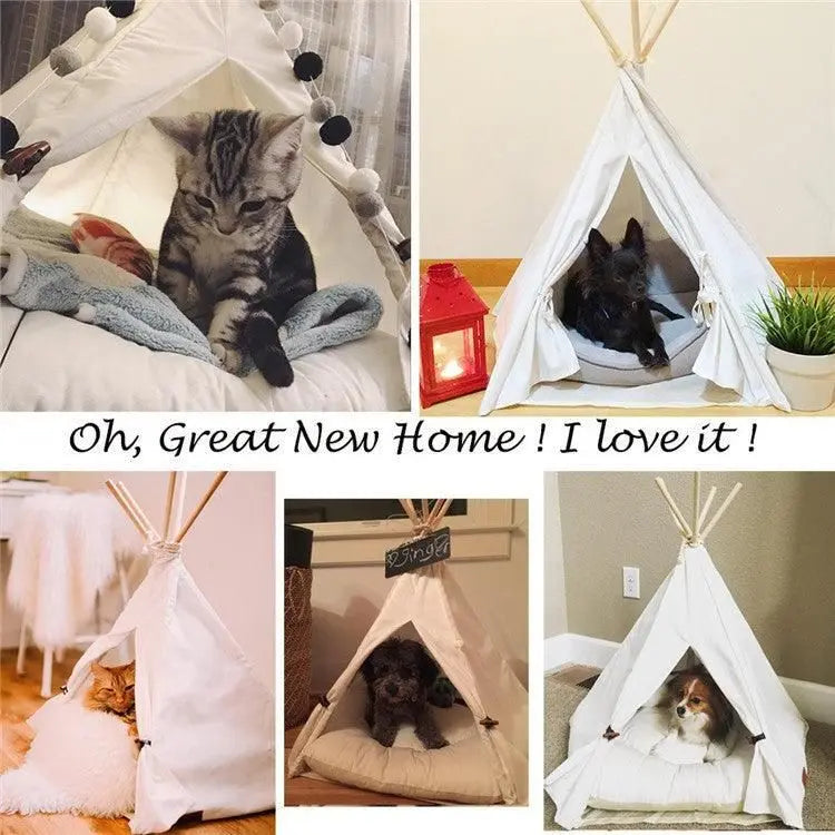 Premium wooden pet hideaway teepee tents for cats and small dogs by Purrfect Pet Kingdom