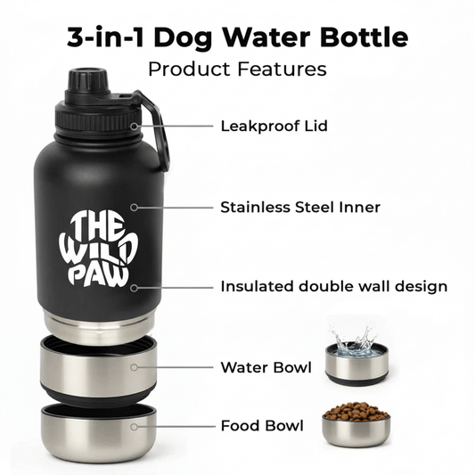 3-in-1 Portable Dog Water Bottle – Leakproof Travel Design