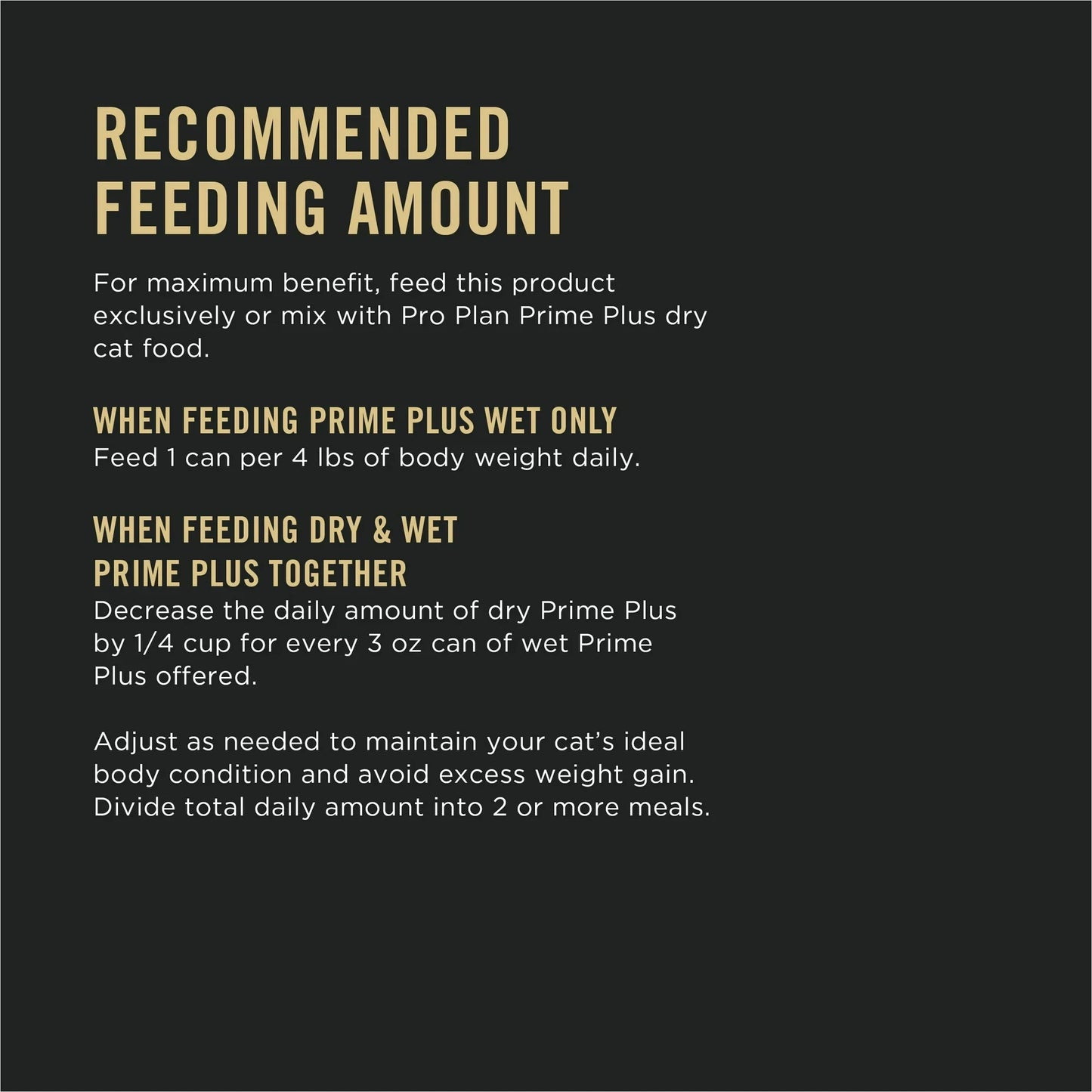 Feeding instructions for Purina Pro Plan Cat Food with high protein wet food for senior cats
