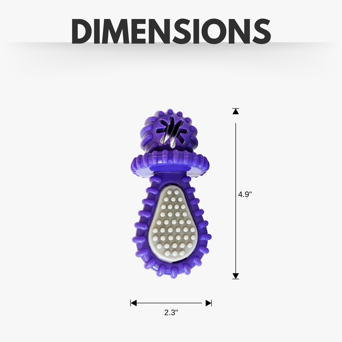 Purple Rubber Dental Pacifier Dog Toy – Ridges, Treat Hole &
