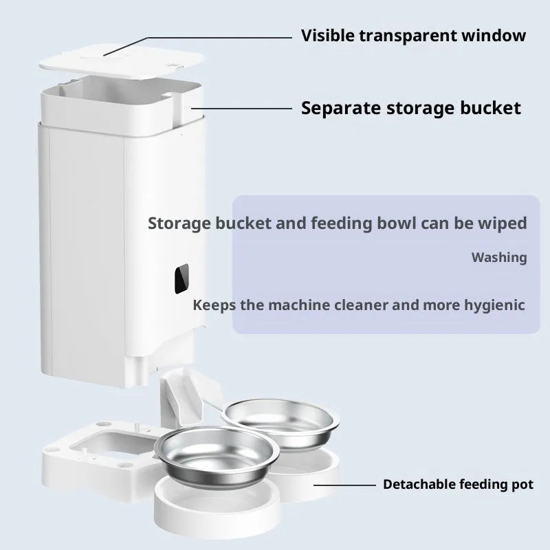 Purrfect Pet Kingdom® - B58 Smart Automatic Pet Feeder with Timed Feeding & 3 Stainless Steel Bowls - Auto Feeders