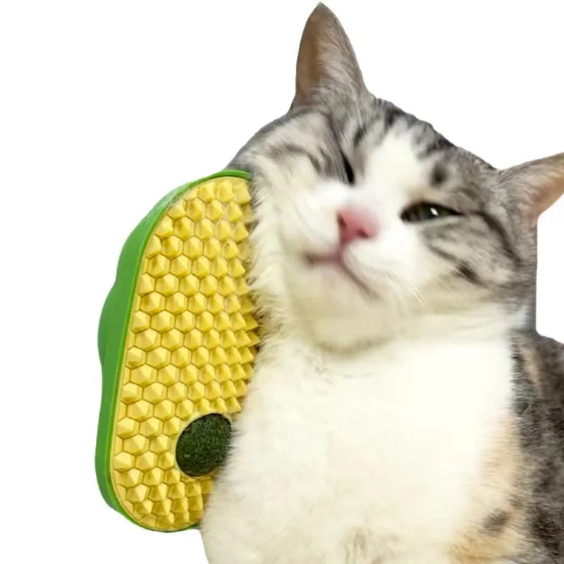 Purrfect Pet Kingdom® - Catnip Toys Balls That Stick On Wall Pet Massage Brush Cat - Dog Grooming Tools