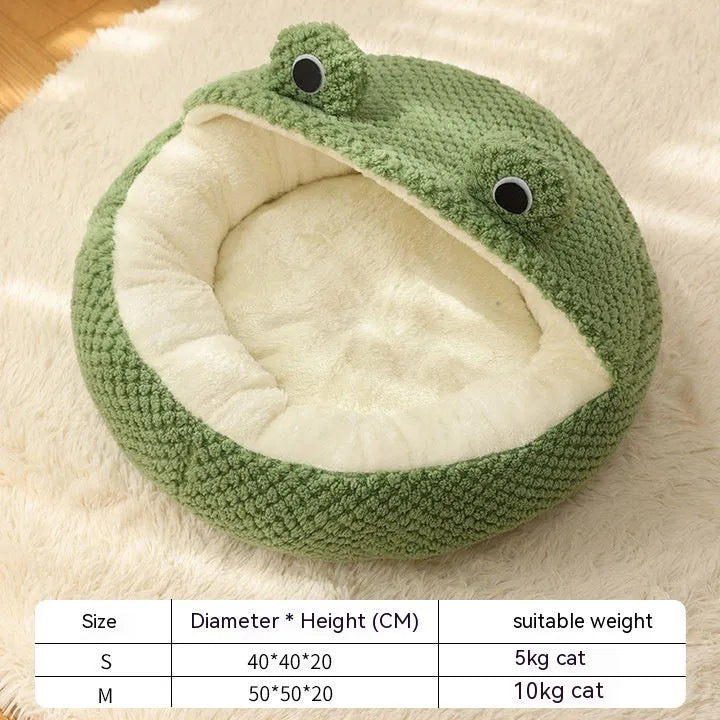 Purrfect Pet Kingdom® - Cozy Frog Plush Pet Bed for Small Dogs and Cats Under 5KG - Nests