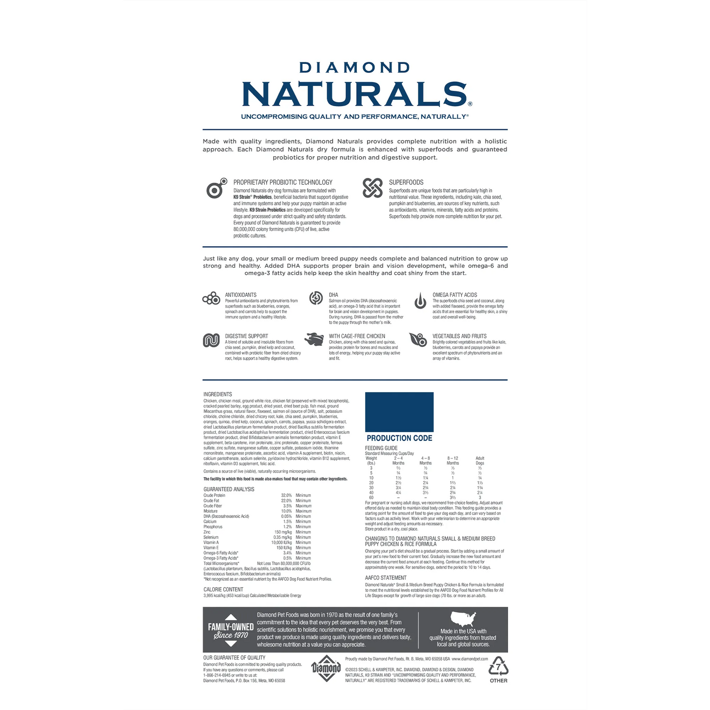 Purrfect Pet Kingdom® - Diamond Naturals Small/Medium Breed Puppy Chicken and Rice - Dry Dog Food