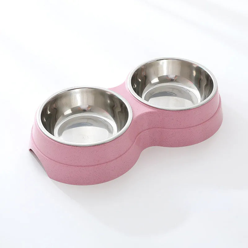 Purrfect Pet Kingdom® - Double Pet Bowls Dog Food Water Feeder Stainless Steel Pet - 5