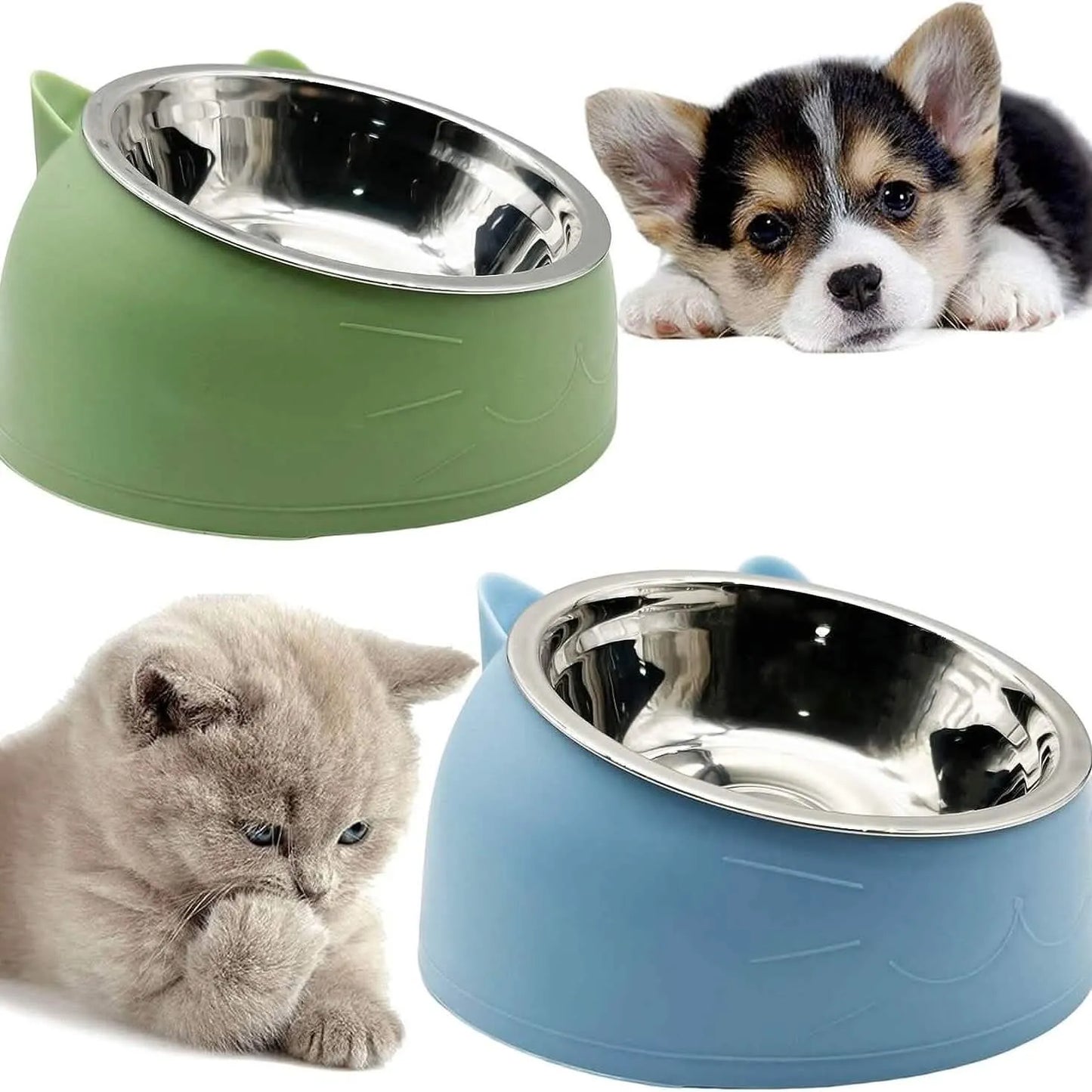 Purrfect Pet Kingdom® - Premium Stainless Steel Cat & Dog Bowls - Non Slip Base for - Pet Supplies