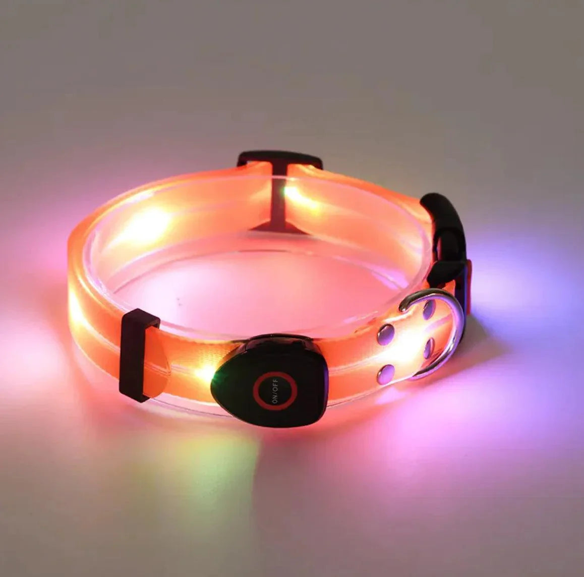 Dog Collar LED Rechargeable - Nylon With Leash