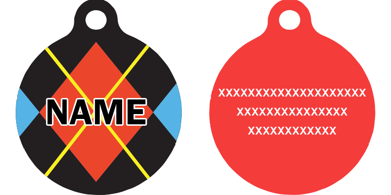 Red Argyle HD Dog ID Tag