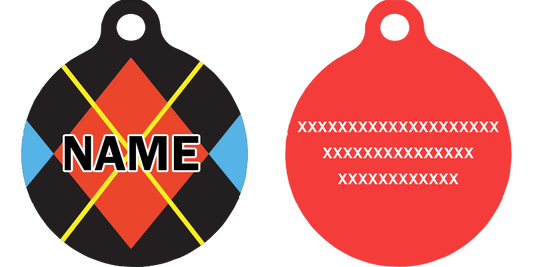 Red Argyle HD Dog ID Tag
